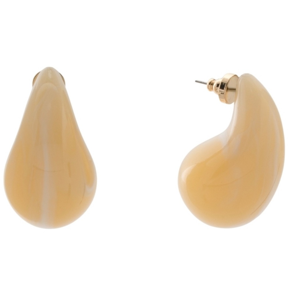 HOUSE OF HARLOW 1960 Teardrop  Resin Earrings With A Milky Quartz